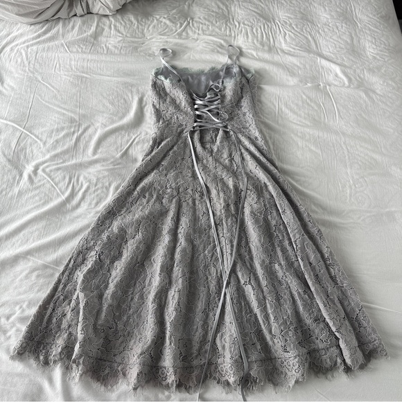 NWT Gray Lace Midi dress with Lace-up at back - Picture 3 of 11
